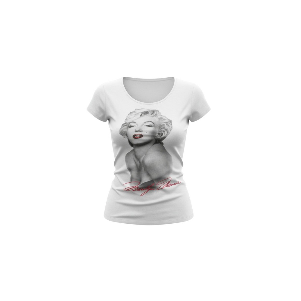 Marilyn Monroe Graphic T-Shirt Womens Medium White Cotton Portrait Signature